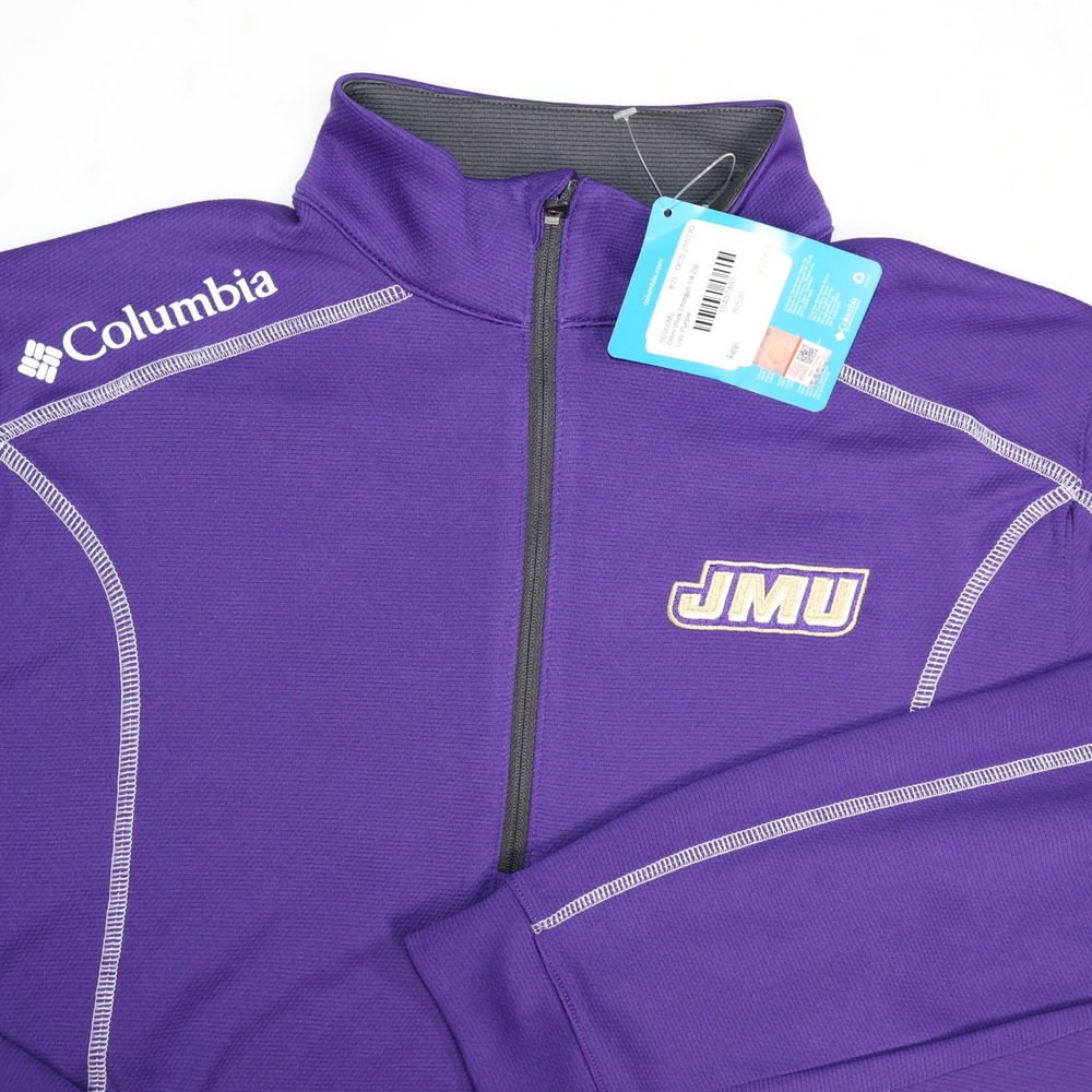NEW Columbia Golf JMU Dukes Purple Quarter Zip Pullover Mens Small NWT